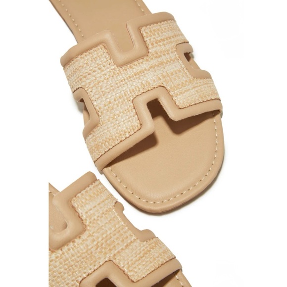 Nude With Raffia H Band Detail Sandals - Picture 4 of 7